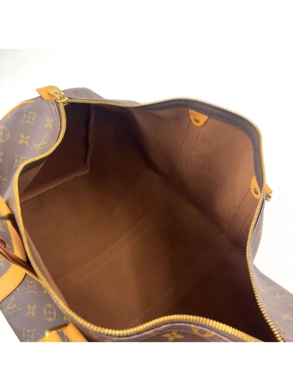 Louis Vuitton Keepall Bandouliere 50 Monogram Leather Brown Boston Bag Gold - Picture 9 of 15